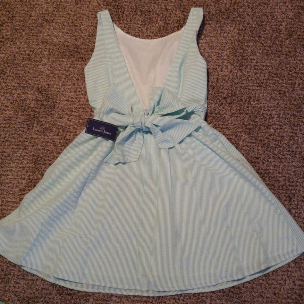 Lauren James Seersucker Bow Dress
